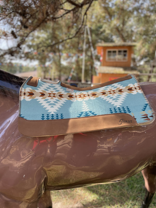 5 Star 30x30 3/4" All Around  Rancho Arroyo Aqua Pendleton w/ Brown Wear Leathers