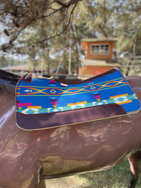 5 Star 30x30 7/8" All Around San Gabriel Blue Pendleton w/ Brown Wear Leathers