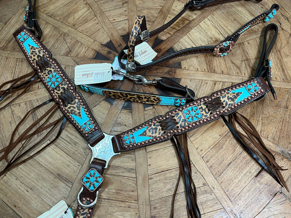 Cheetah & Tiffany Blue w/Cross Stitch