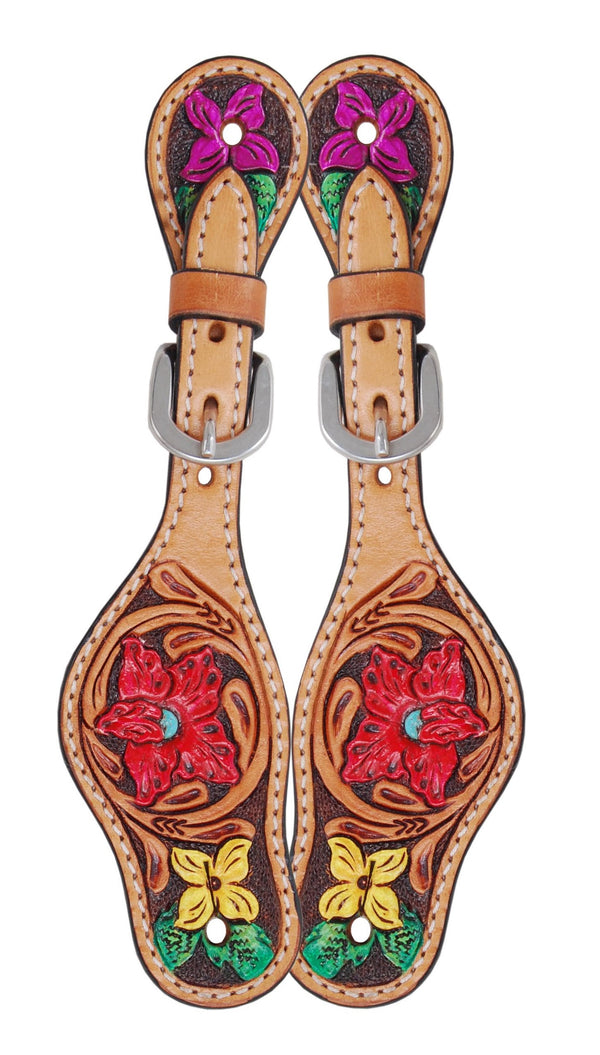 RAFTER T LADIES'S SPUR STRAP PAINTED FLOWERS
