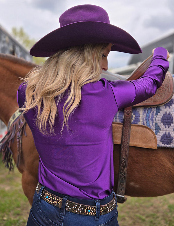 Pullover Button Up- Prince Purple Satin