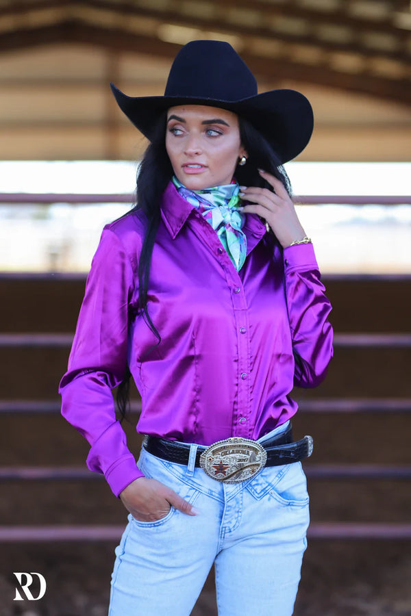 MAGENTA SATIN PERFORMANCE RODEO SHIRT by RANCH DRESS'N