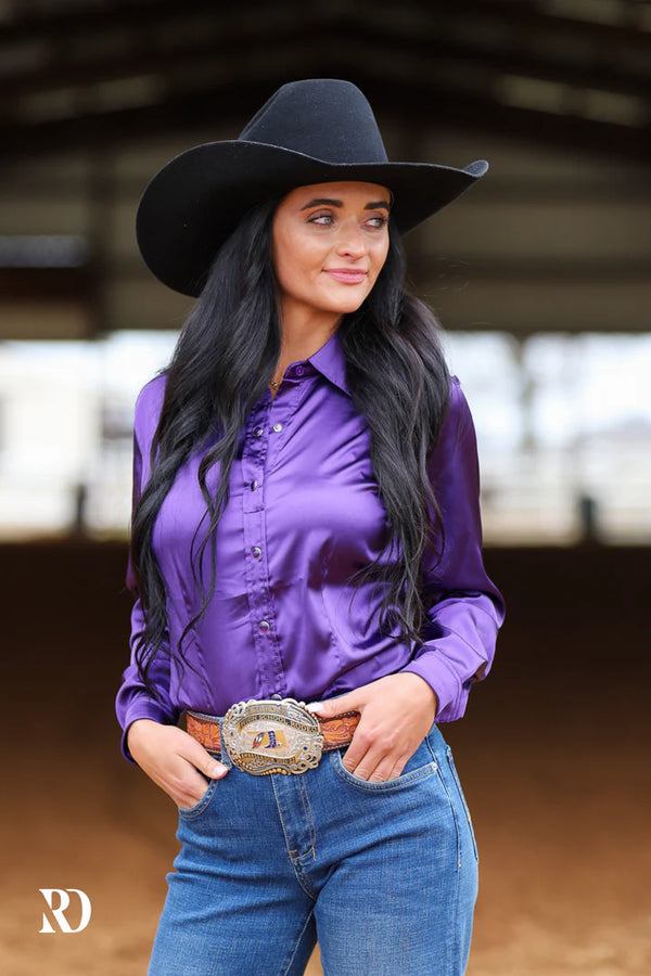 PURPLE SATIN PERFORMANCE RODEO SHIRT