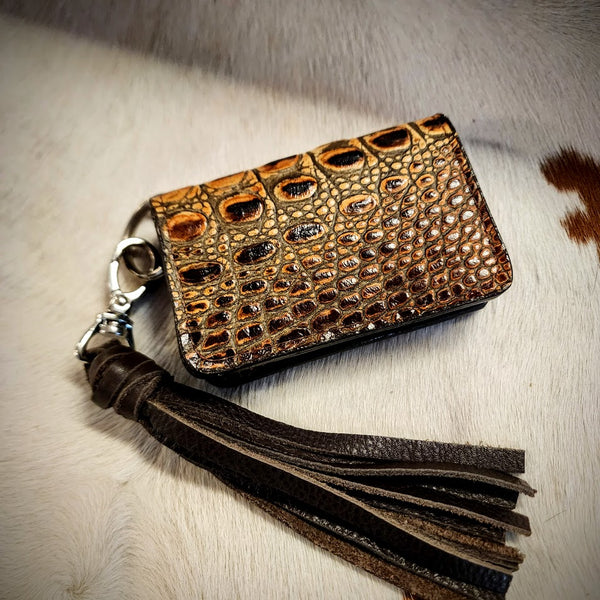 Double J Hornback Croc leather Credit Card Holder