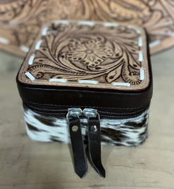 Mini Travel Jewelry Case - Tooled Leather