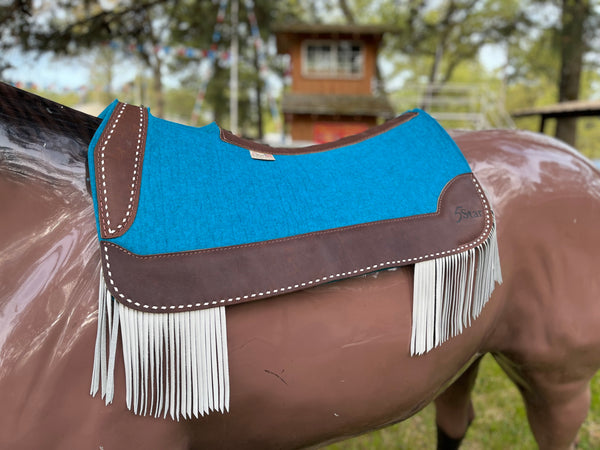 5 Star " All Around" 3/4 Turquoise Felt Saddle Pad W/ Fringe