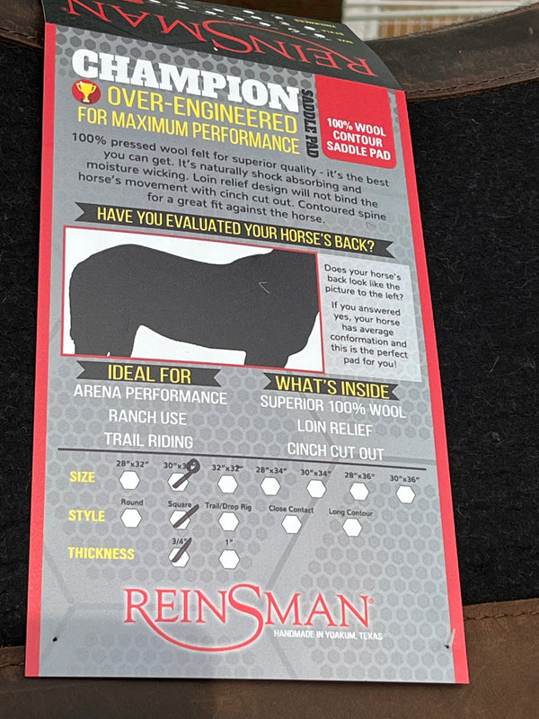 Reinsman Open Wither Apex Saddle Pad