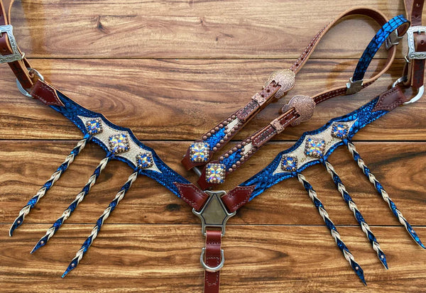 Blue & Rose Gold Mystic w/Tassels