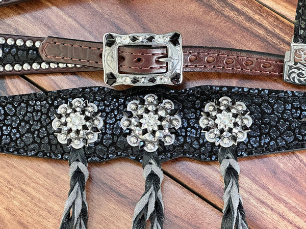 Black Cheetah w/Silver Dazzle Twisted Fringe