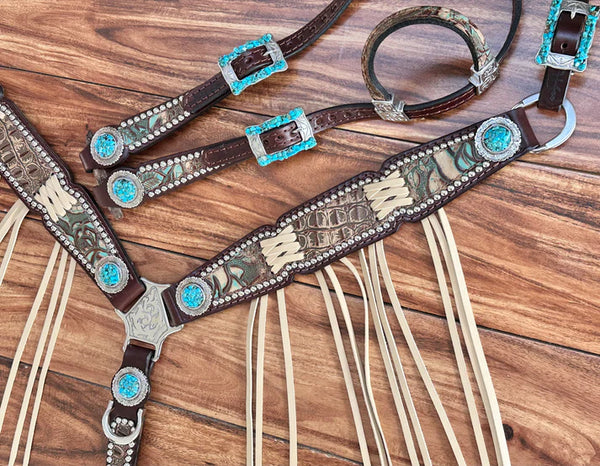 Gator w/Cross Stitch & Natural Turquoise Accents