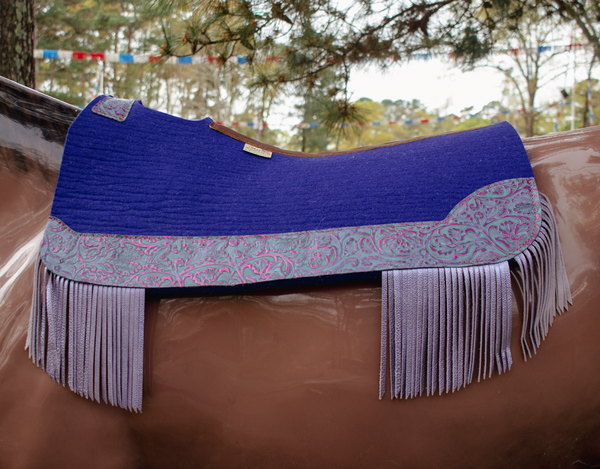 5 Star " All Around" 3/4 Blue Felt Saddle Pad W/ Fringe