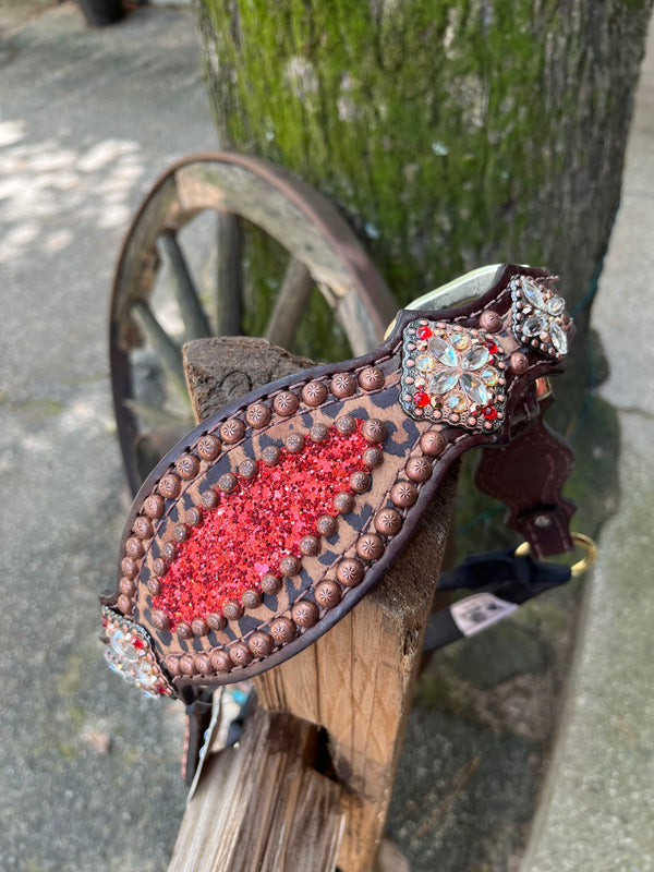 Chunky Red Glitter with Cheetah Halter
