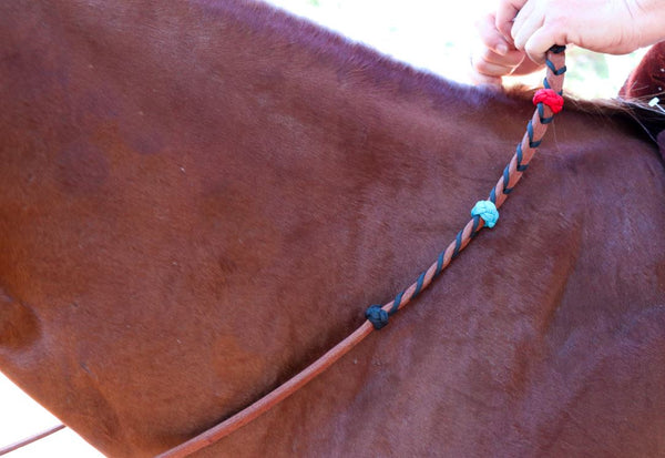 Leather Laced Reins with Colored Knots