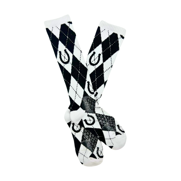 Lucky Argyle Blk/White Performance Boot Socks