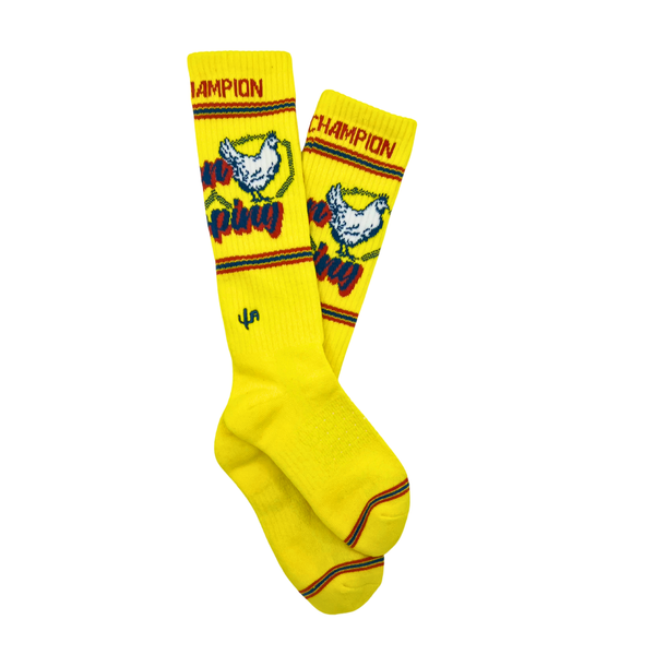 Cactus Alley-Chicken Roping Yellow Performance Boot Socks