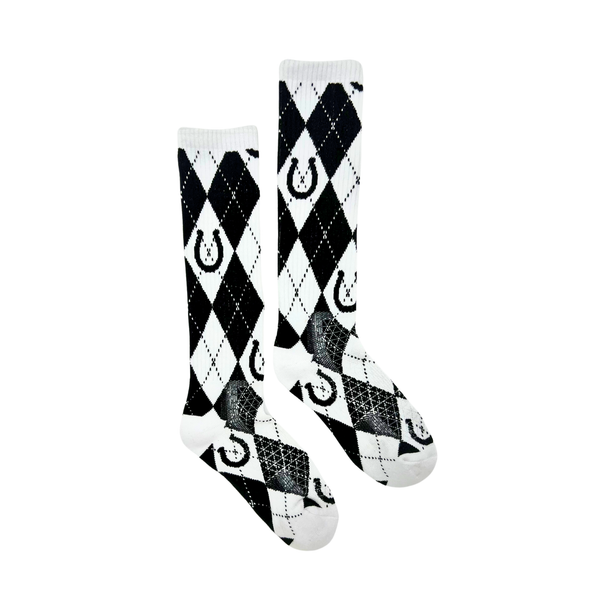 Lucky Argyle Blk/White Performance Boot Socks