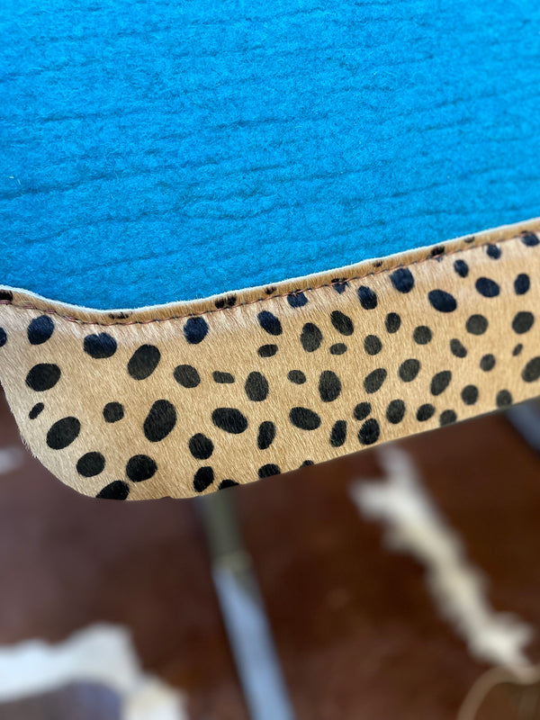 5 Star 30"x 28" 7/8" Turquoise "Barrel Racer" Elevated Flex Fit w/ Baby Cheetah Wear Leathers