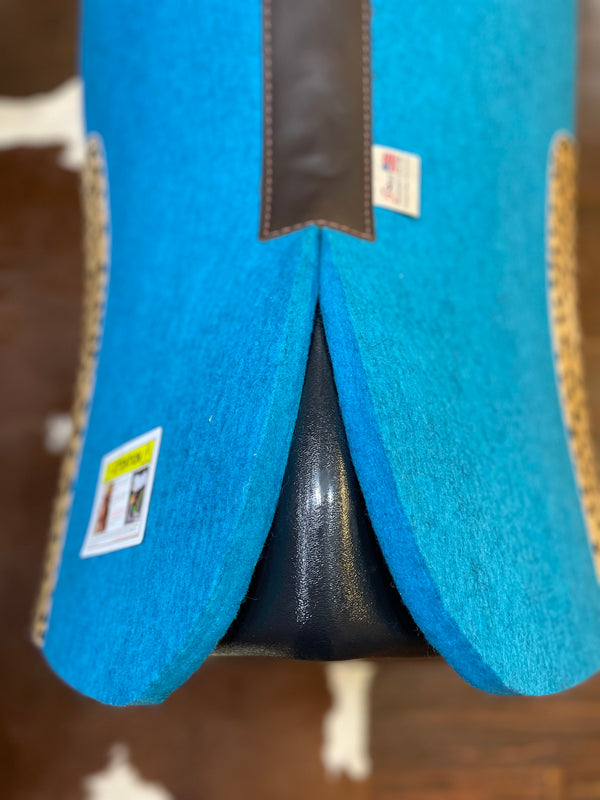 5 Star 30"x 28" 7/8" Turquoise "Barrel Racer" Elevated Flex Fit w/ Baby Cheetah Wear Leathers