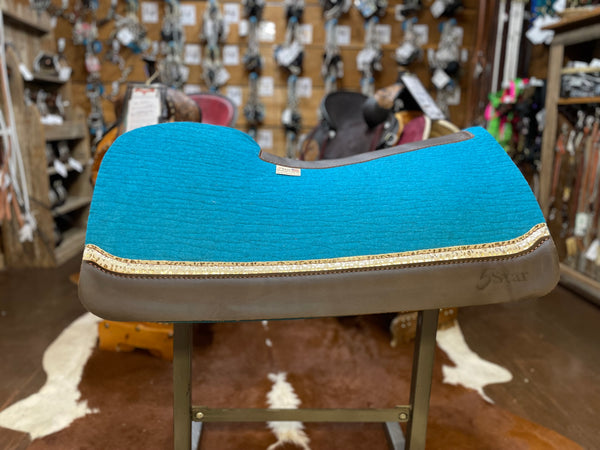 5 Star 30"x 30" 7/8" Turquoise "All Around" Elevated Flex Fit w/ Golden Leopard & Brown Dbl Wear Leathers