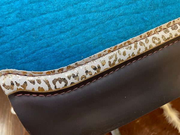 5 Star 30"x 30" 7/8" Turquoise "All Around" Elevated Flex Fit w/ Golden Leopard & Brown Dbl Wear Leathers