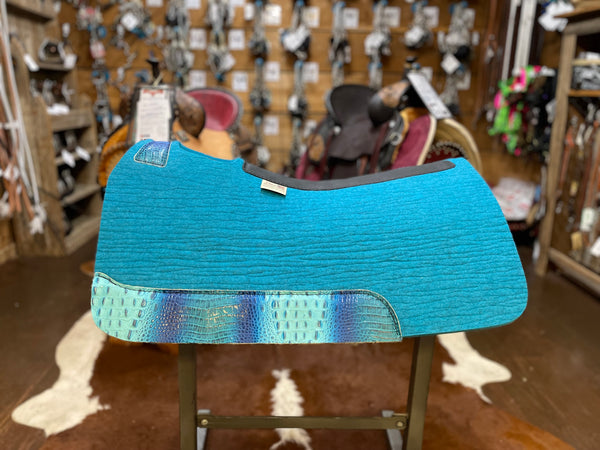 5 Star 30"x 30" 7/8" Turquoise "Barrel Racer" w/ Oceanic Croc Wear Leathers