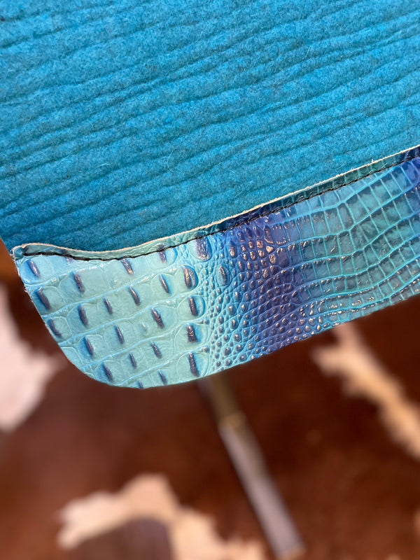 5 Star 30"x 30" 7/8" Turquoise "Barrel Racer" w/ Oceanic Croc Wear Leathers