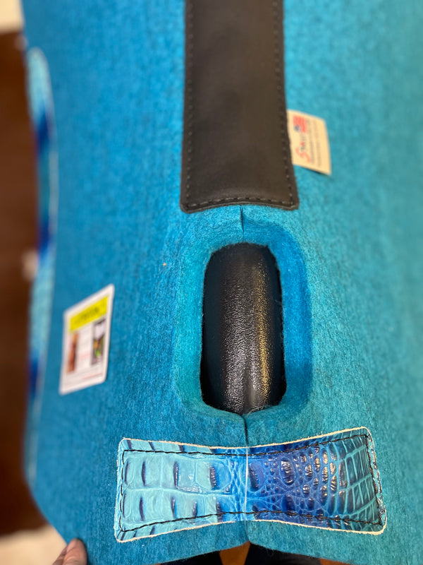 5 Star 30"x 30" 7/8" Turquoise "Barrel Racer" w/ Oceanic Croc Wear Leathers