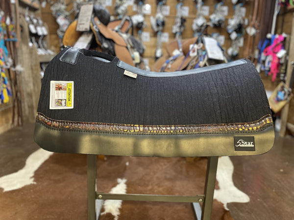 5 Star 30x30 7/8" "All Around" Black Contoured Full Length Leather Inset Scarlet Croc