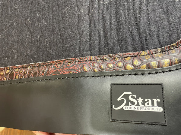5 Star 30x30 7/8" "All Around" Black Contoured Full Length Leather Inset Scarlet Croc