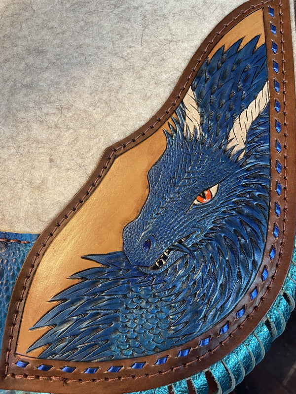 5 Star 30x28 3/4" "Barrel Racer" Natural Contoured Dragon Riders- Blue