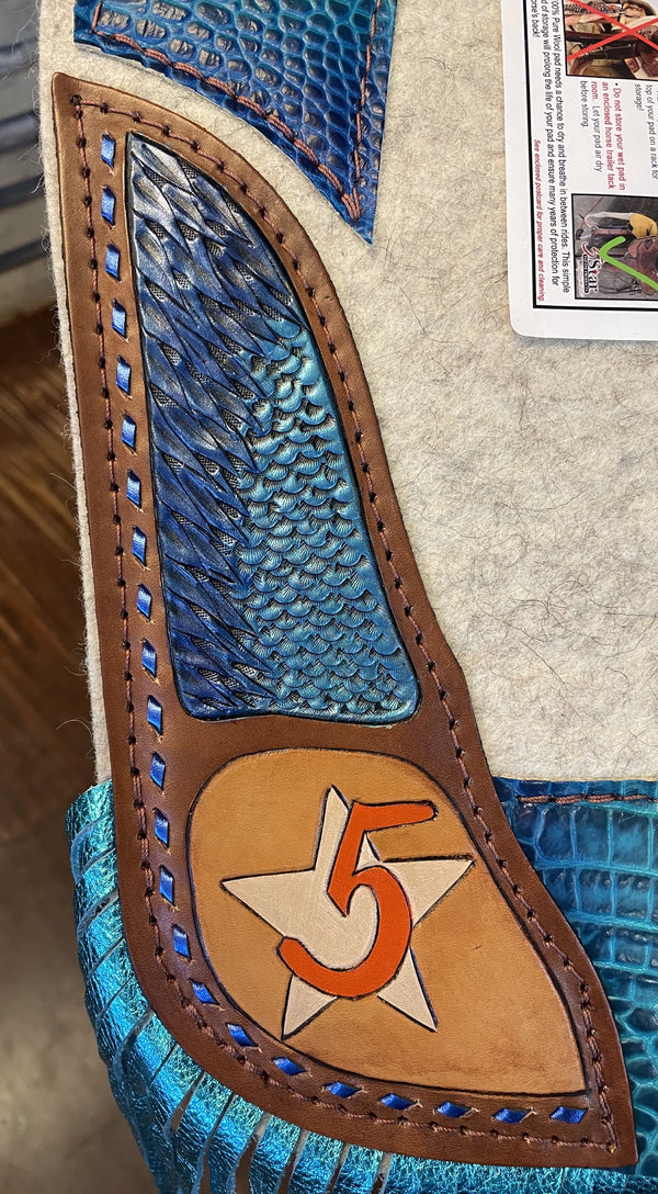 5 Star 30x28 3/4" "Barrel Racer" Natural Contoured Dragon Riders- Blue