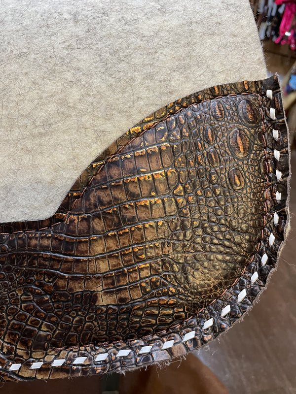 5 Star 30x30 7/8" "All Around"  Natural w/Brown Copper Croc Wear Leathers