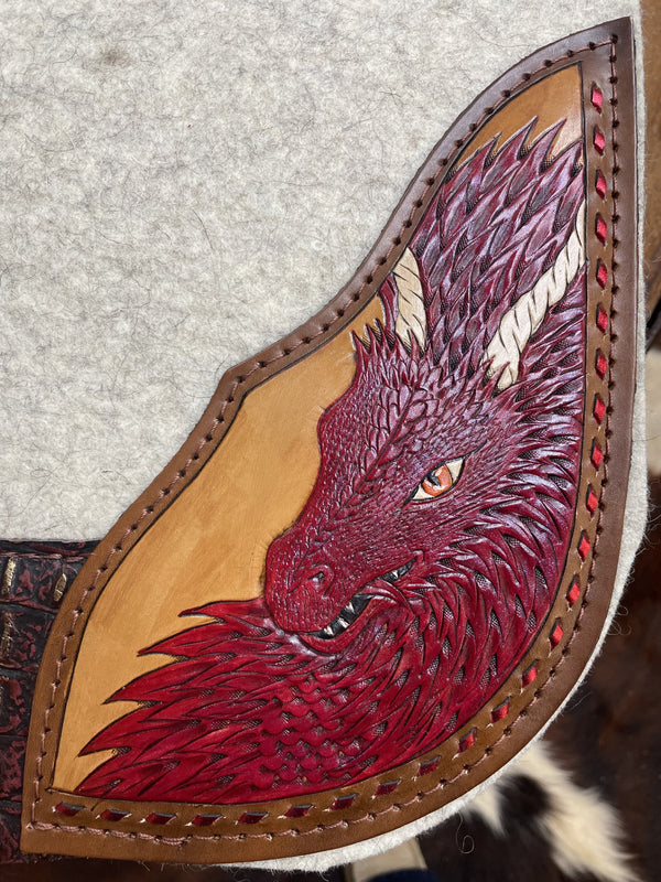 5 Star 30x30 3/4" "All Around" Natural Contoured Dragon Riders- Red