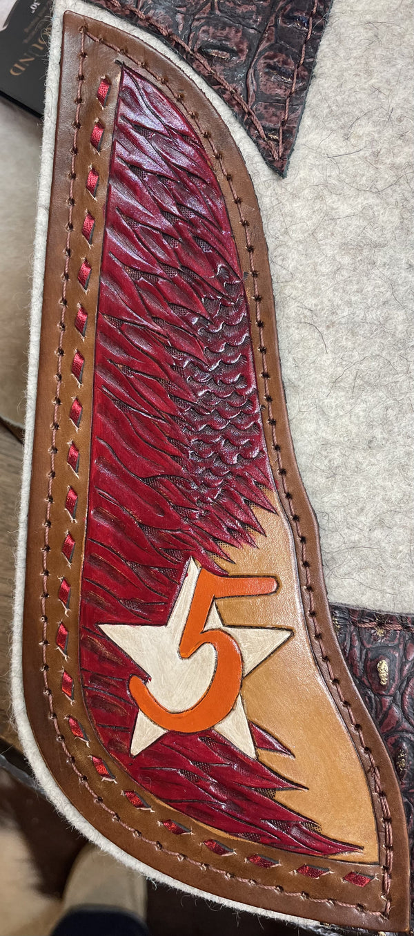 5 Star 30x30 3/4" "All Around" Natural Contoured Dragon Riders- Red