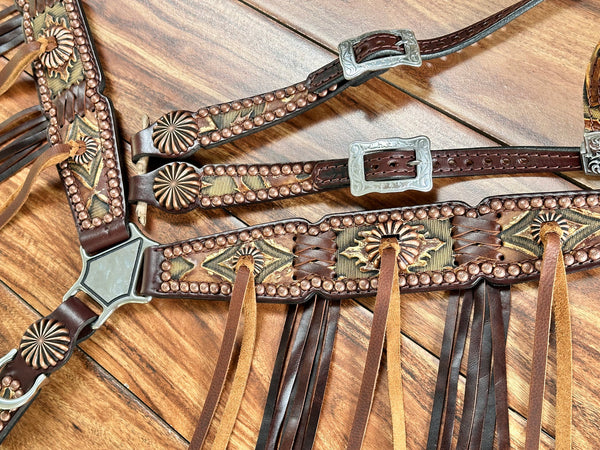 Rockin Wilson Brown Laredo Tack Set with Cross Stitch