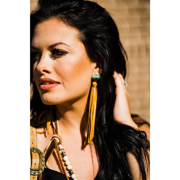 Vestige Buckskin Tassel & Turquoise Earrings