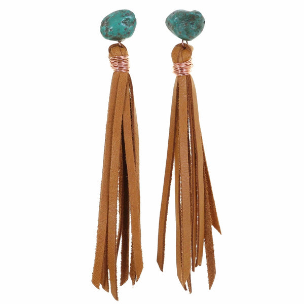 Vestige Buckskin Tassel & Turquoise Earrings