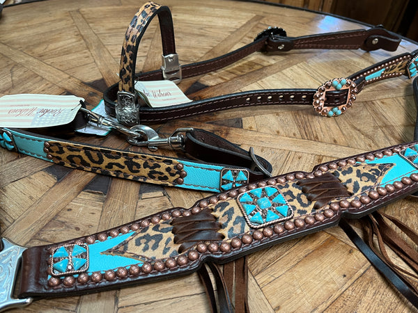 Cheetah & Tiffany Blue w/Cross Stitch