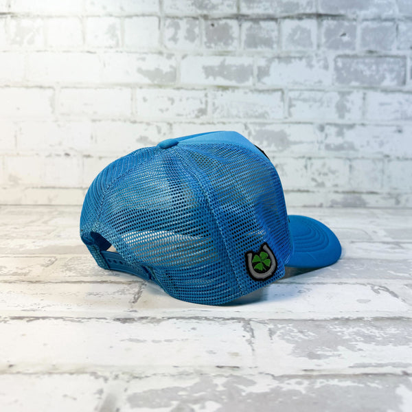 Lucky Vibes Only Turquoise Trucker Hat