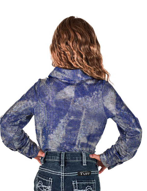 YOUTH Royal Blue & Silver Iridescent Stretch Lightweight Pullover