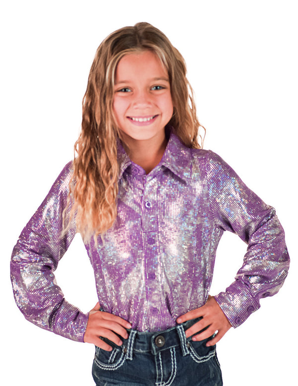 YOUTH Lavender & Silver Iridescent Stretch Lightweight Pullover