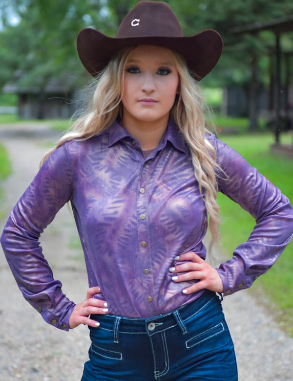 Pullover Button Up (Purple With Copper Shimmer Lightweight Stretch Jersey)