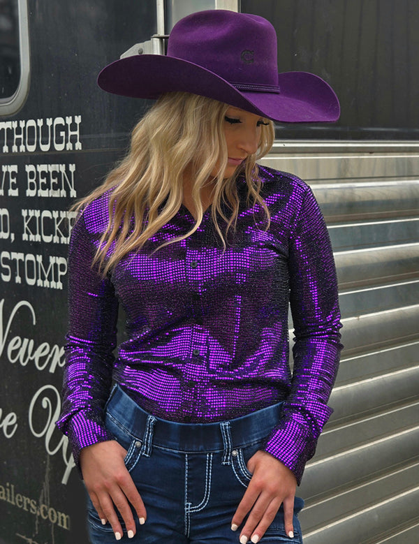 Pullover Button Up-Black w/Purple Metallic (Copy)