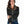Load image into Gallery viewer, Black Shimmer Pullover Button Up with Leopard Jersey yoke, cuffs, lapel with turquoise stitching &amp; snaps
