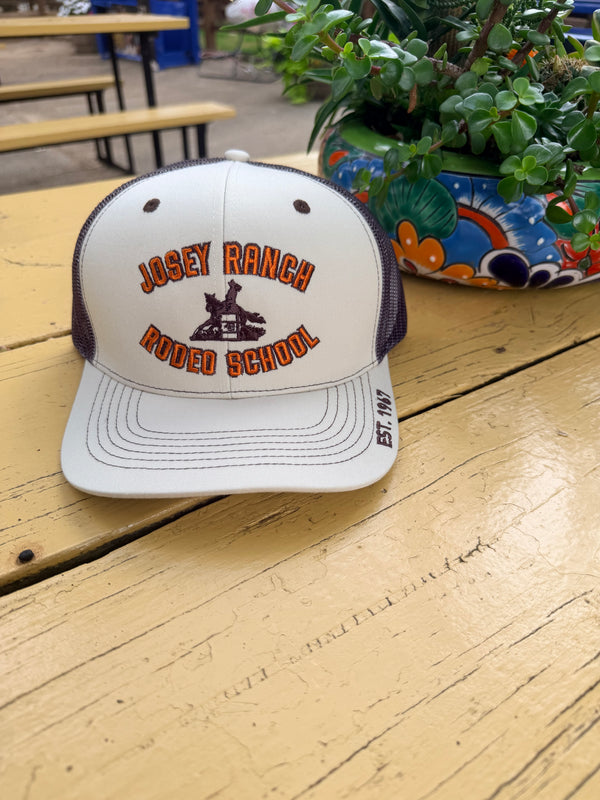 Josey Ranch Custom Cap "Josey Ranch Rodeo School" w/Barrel Racer