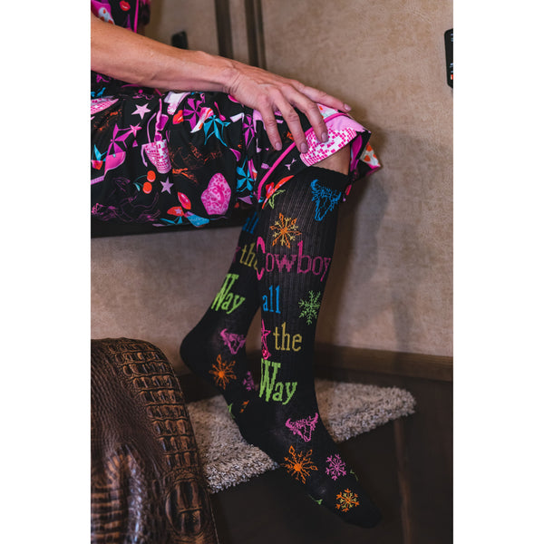 Cowboy All The Way Black Holiday Performance Boot Sock