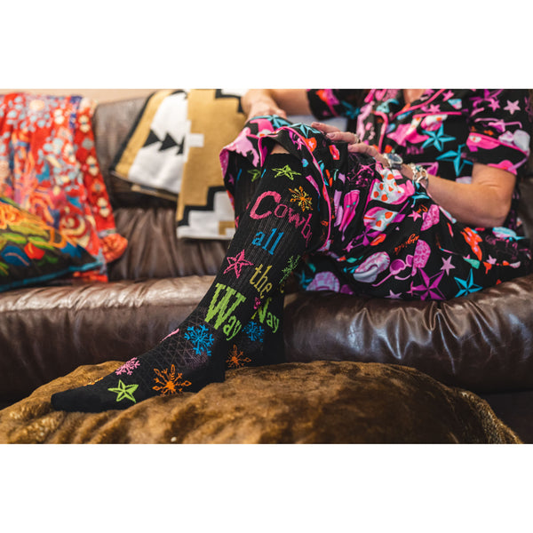 Cowboy All The Way Black Holiday Performance Boot Sock