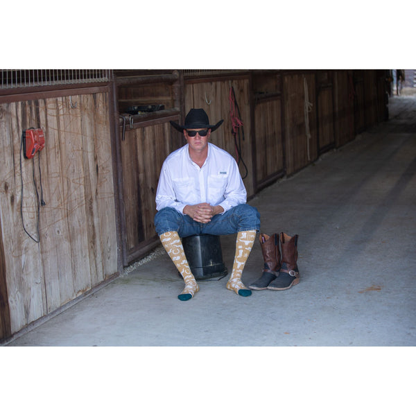 Get Western Gold/Jade Performance Boot Socks