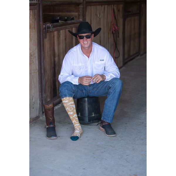 Get Western Gold/Jade Performance Boot Socks