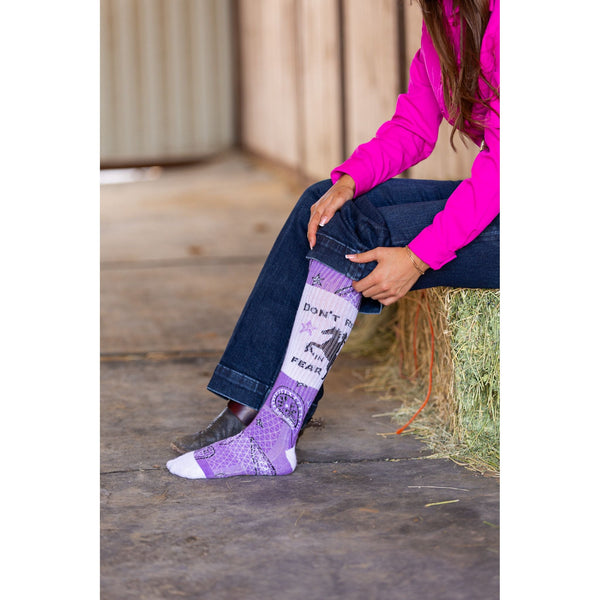 Don't Ride in Fear Lavender Performance Boot Socks